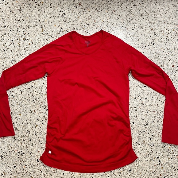Athleta Tops Euc Athleta Red Momentum Long Sleeve Shirt Thumb Holes Medium M Run Swiftly
